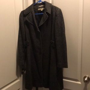 Long gray tweed pea coat
